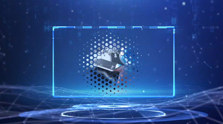 蓝色科技创新未来粒子图文模板