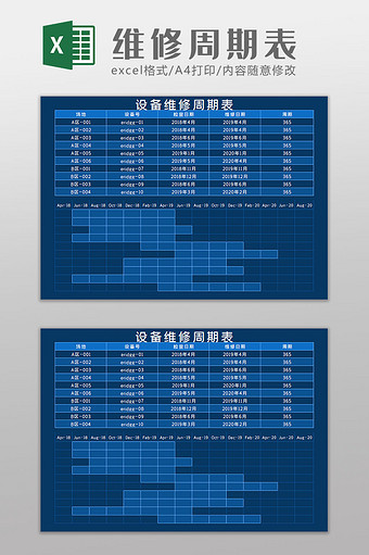 维修周期表Excel模板图片