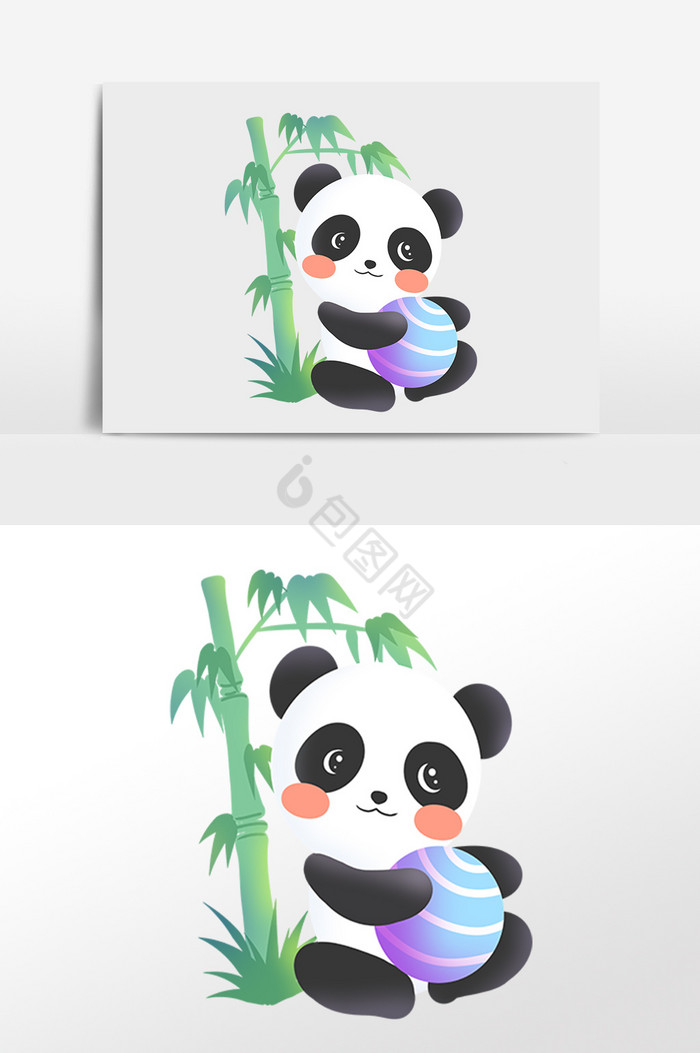 小动物熊猫竹子插画