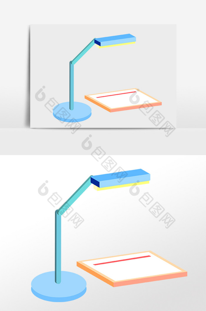 教育学习用品台灯本子插画图片图片