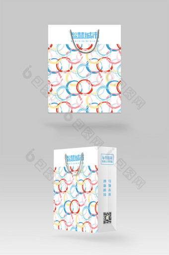抽象彩色圆圈企业品牌礼品袋包装设计图片