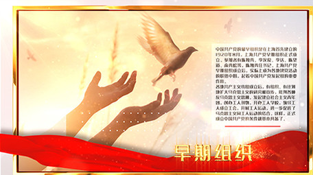 大气简洁红旗金色粒子党政图文展示AE模板