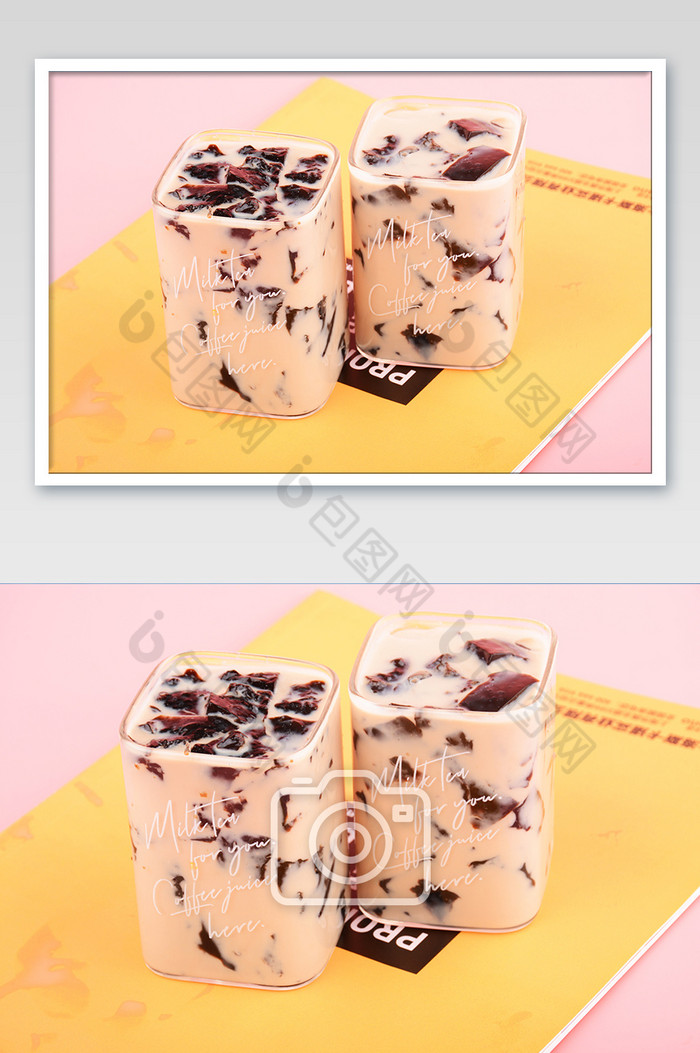 冰爽好美味的仙草冻奶茶奶摄影图图片图片