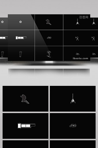 12组拍电影剪影手绘元素视频素材图片
