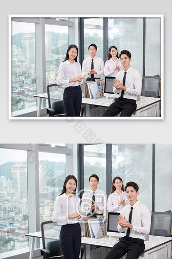 商务办公室团队办公白领女士站立鼓掌图片