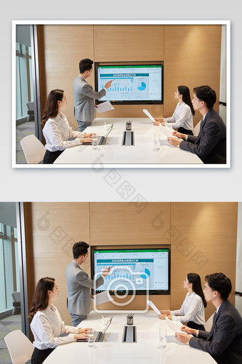 商务办公室团队办公白领男士会议报告数据图片