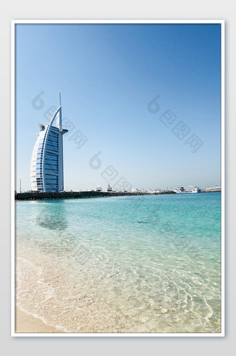 迪拜帆船酒店唯美沙滩海水摄影图图片