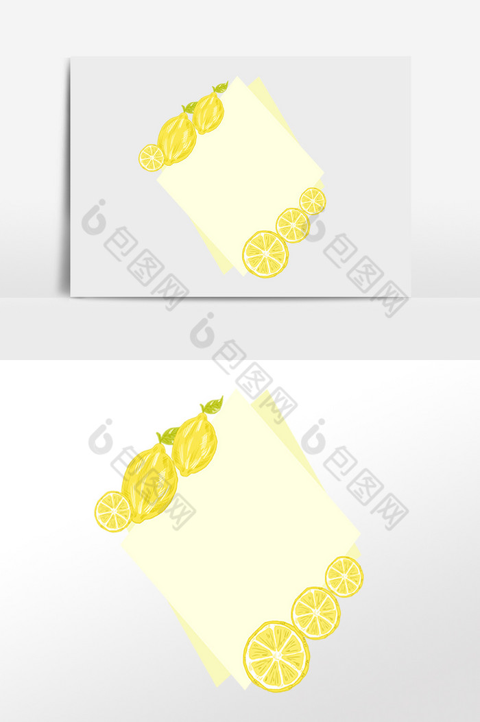 夏季水果柠檬片边框插画图片图片