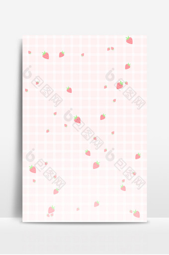 小清新粉色草莓格子背景图片