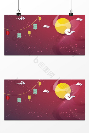 灯笼月亮红色系中秋节中秋活动背景图片