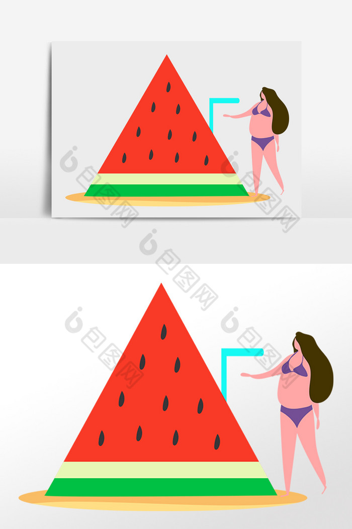 美女喝西瓜汁插画图片图片