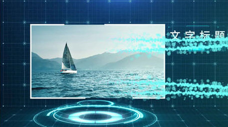 蓝色粒子科技图文模板