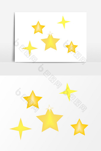 黄色星星矢量元素图片