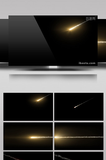 6组陨石流星火山石空中划过视频素材图片