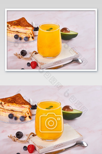 黄色橙汁饮品夏季早餐饮料美食摄影图片