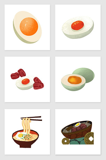 手绘鸡蛋和鸭蛋套图插画元素图片