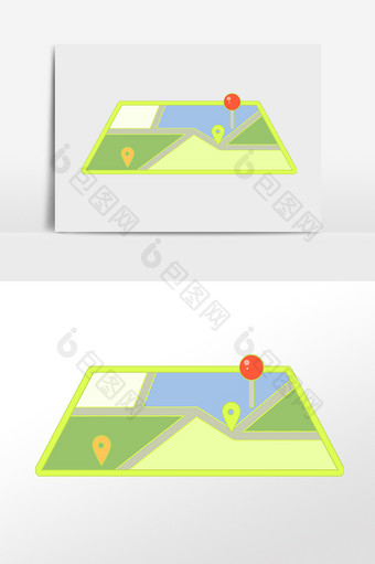 手绘旅游地标坐标定位地址插画图片
