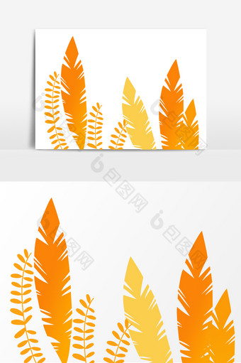 卡通立秋秋季黄色的树叶手绘元素图片