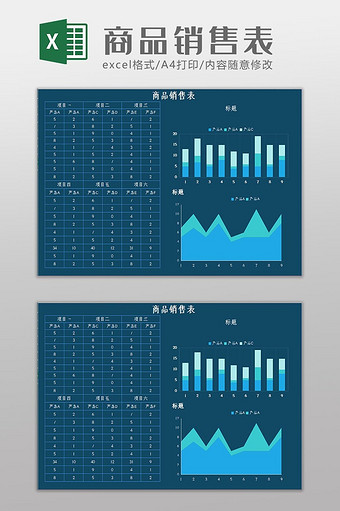 科技可视化自动生成各产品销售表Excel模板图片