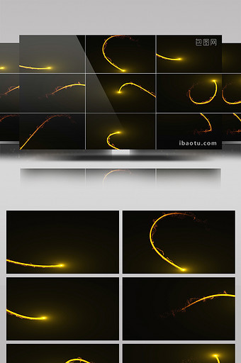 4组带通道金色粒子光线装饰元素视频素材图片