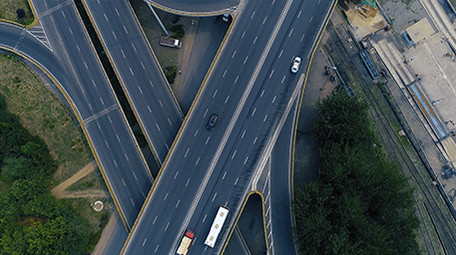 震撼航拍高架桥车流视频