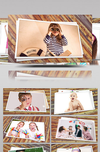 相框叠加家庭儿童相册展示AE模板图片