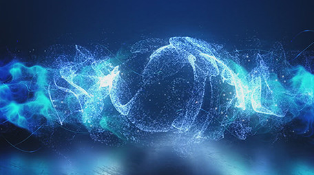 蓝色光线汇聚LOGO片头PR模板