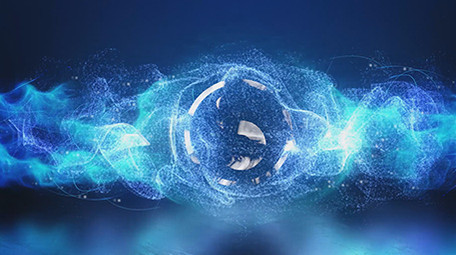 蓝色光线汇聚LOGO片头PR模板