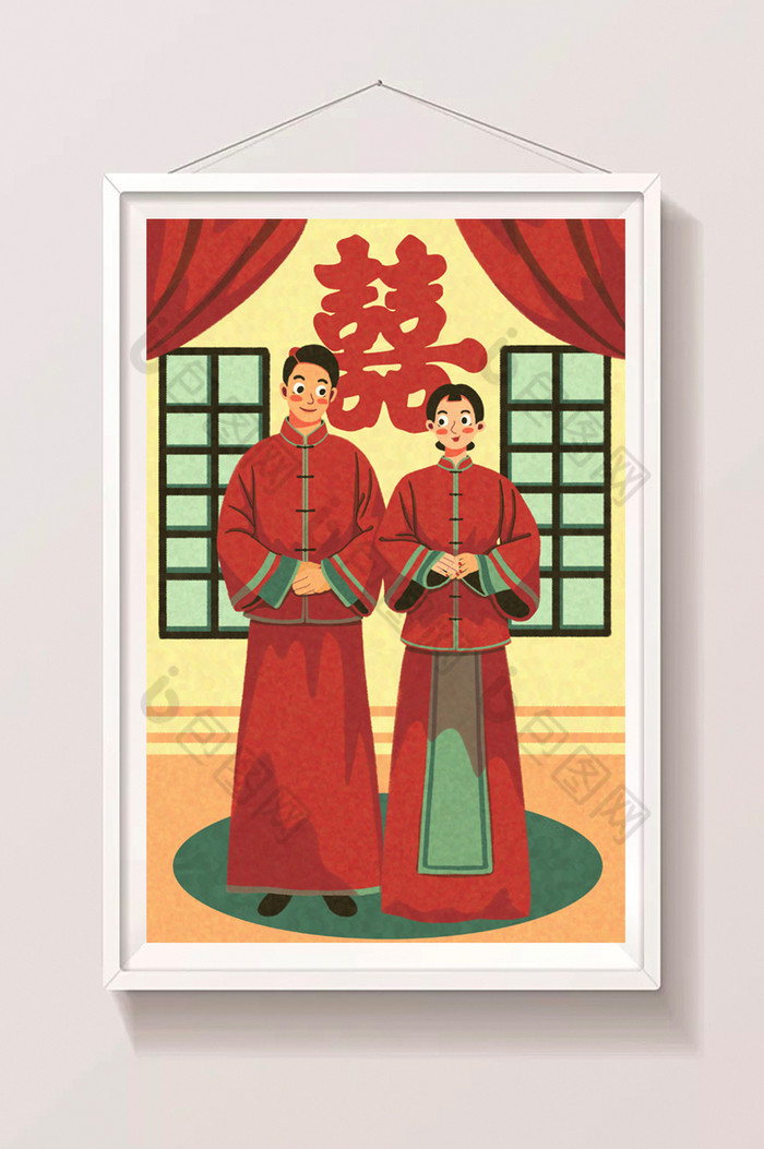 中式婚礼插画图片图片
