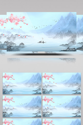 中国风江山如画水墨背景视频pr模板图片
