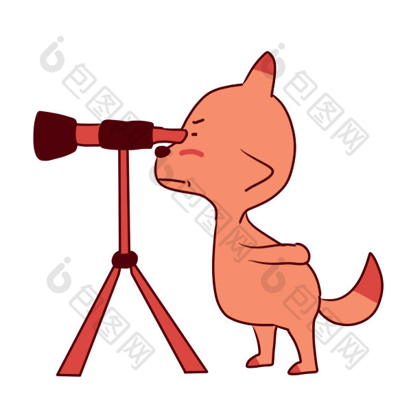 小狐狸看星星天文望远镜动态表情包