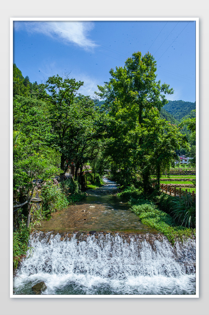 乡村休闲暑假旅游景宁水坝瀑布摄影图图片图片