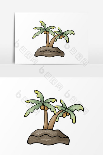 卡通手绘手账旅行元素椰子树图片