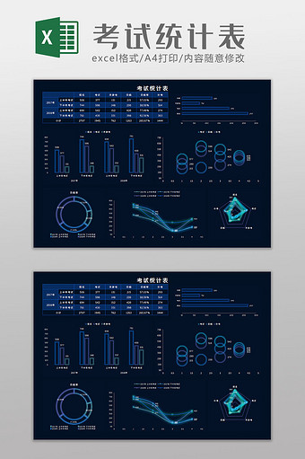 考试统计表科技风Excel模板图片