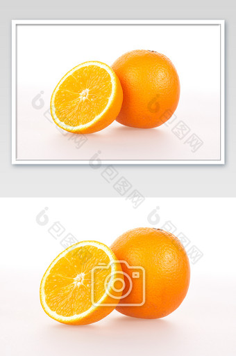 橙色橙子水果果肉切开白底新鲜美食摄影图片