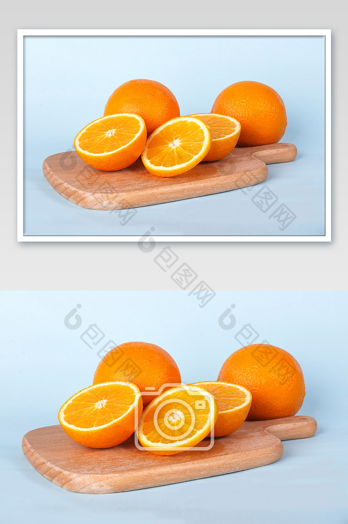 橙色橙子新鲜水果砧板果肉切开美食摄影图片图片