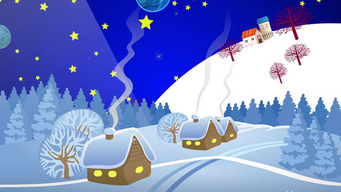 冬天卡通小镇背景