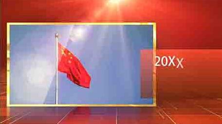 AE红色党政照片总结图文展示模版