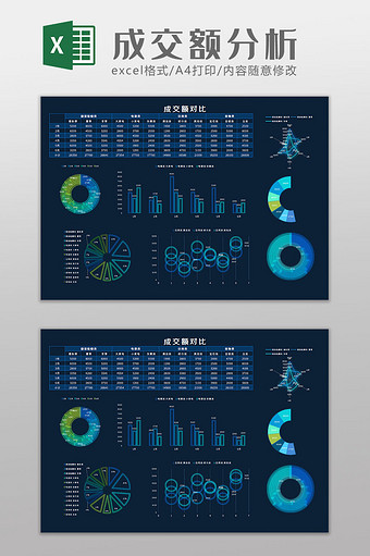 成交额分析科技风Excel模板图片