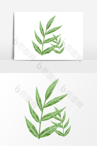 植物手绘风噪点绿色装饰叶子元素图片