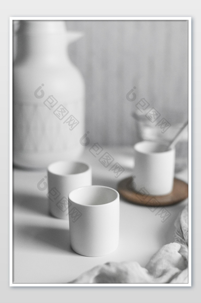 简单干净的白色茶具摄影图片1图片图片