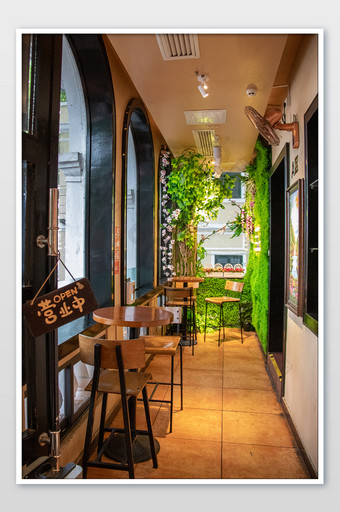 欧陆风特设咖啡馆室内走廊设计摄影图图片