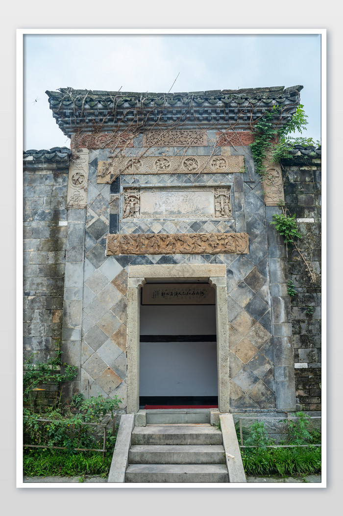 中国元素青砖复古老房子中式房屋摄影图