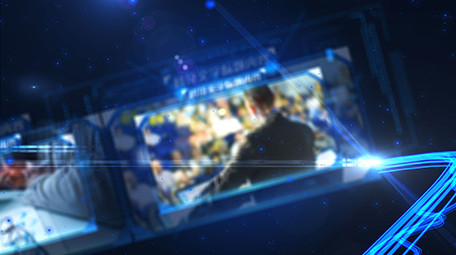 科技酷炫商务蓝色光线粒子图文展示AE模板