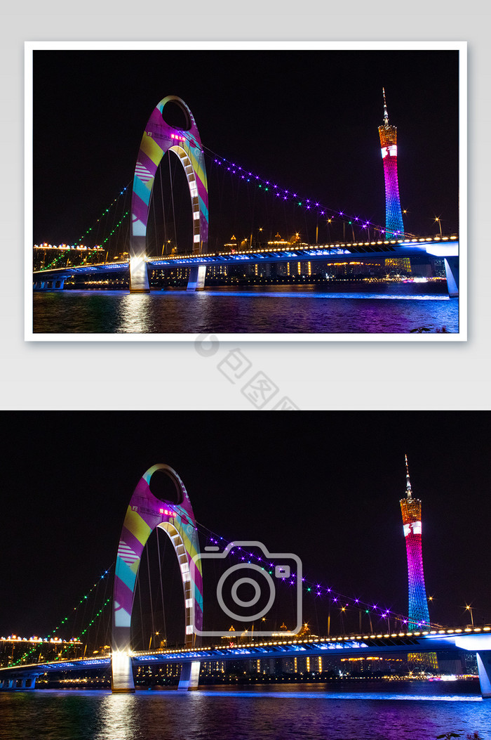广州地标广州塔小蛮腰猎德大桥夜景摄影图图片图片