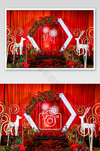 红色典雅婚礼布场摄影图片