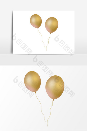 金色噪点喜庆手绘礼物气球免扣素材图片