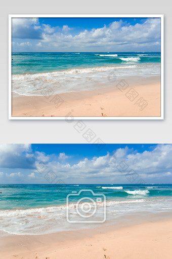 巴厘岛蓝天白云大海海浪沙滩度假摄影图图片