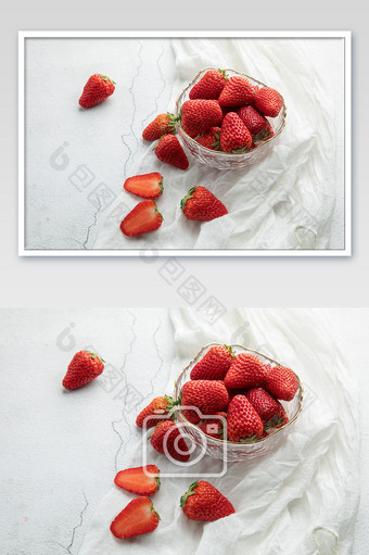 摆盘的红色水果新鲜草莓创意摄影图图片