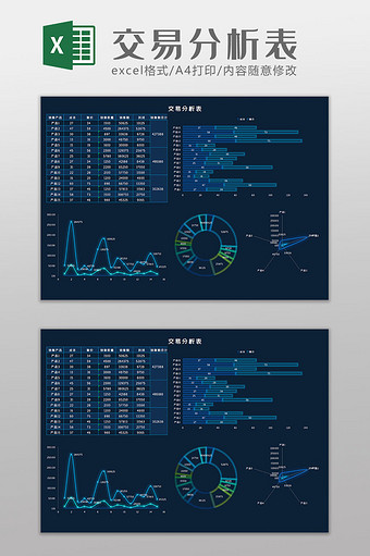 交易分析表科技风Excel模板图片